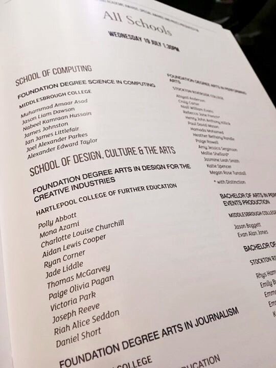 HCFECreative's tweet photo. Massive congratulations to all @hartlepoolfe Foundation Degree #Art &amp; #Design students who graduated today at @TeessideUni 🎓 https://t.co/6EWZFdnoji