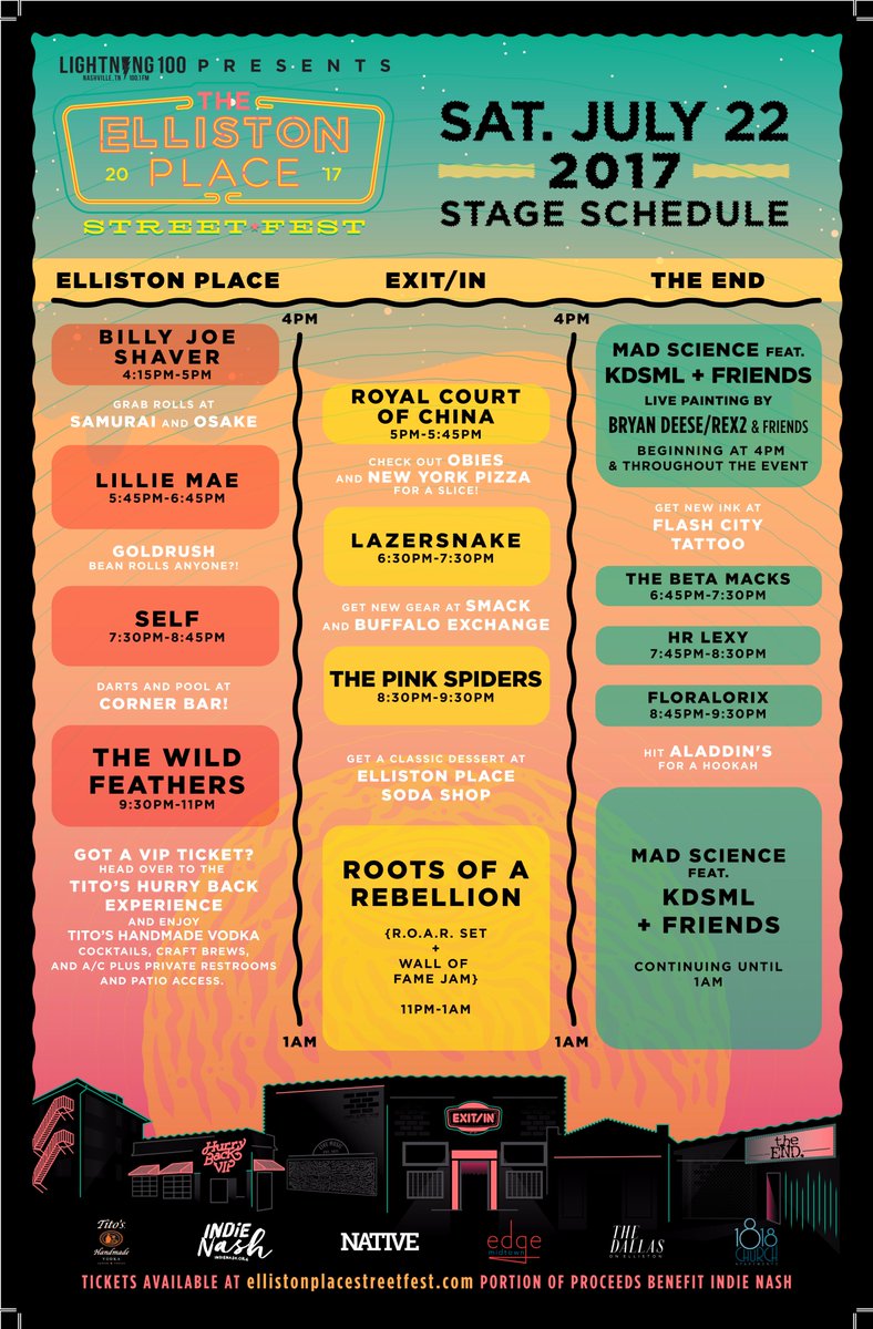 The schedule is out for #EllistonPlaceStreetFest!  Come party at #therockblock this Saturday!  ellistonplacestreetfest.com