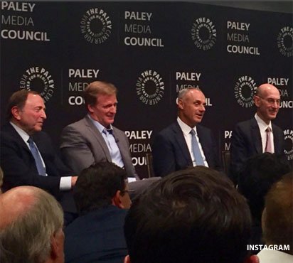 Ourand_Puck's tweet photo. SBD's report from last night when Bettman, Goodell, Manfred and Silver shared a stage. https://t.co/2tcdKUz1Pz https://t.co/hZpgLZ7tbp