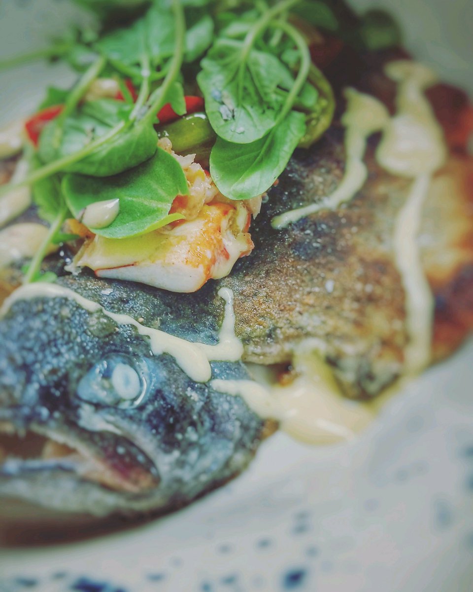 Meet our mountain trout dish, topped with lobster, shishito peppers, heirloom tomato, garden cress leaves with grapefruit butter #dceats