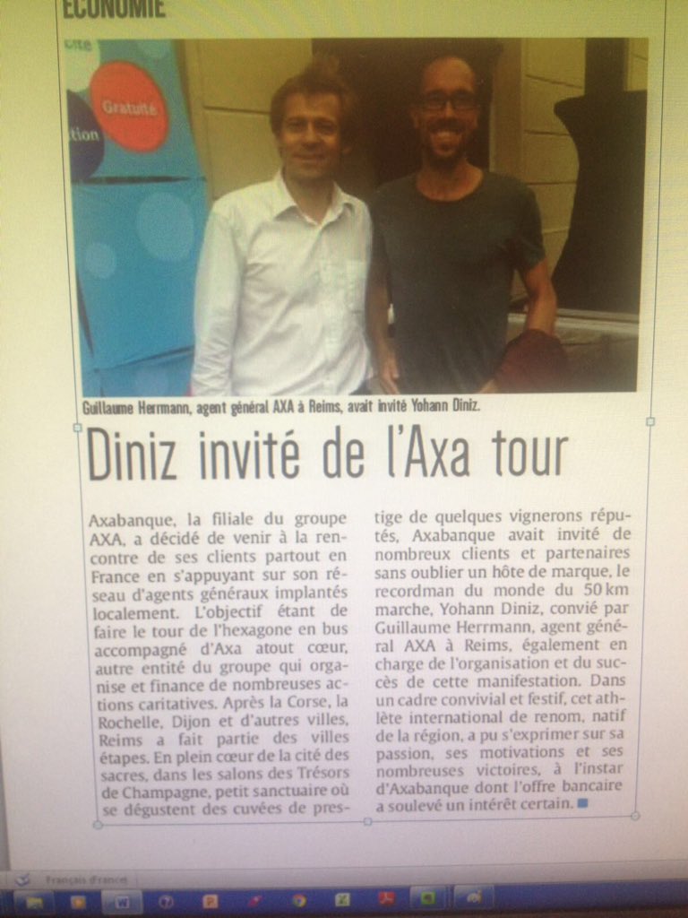 ObruneauAXA's tweet photo. #AssurBanque Tour #ville de Reims, en présence de Yohann DINIZ et Guillaume HERRMANN ... La presse en parle. #axa #diniz https://t.co/O6x65HIC1D