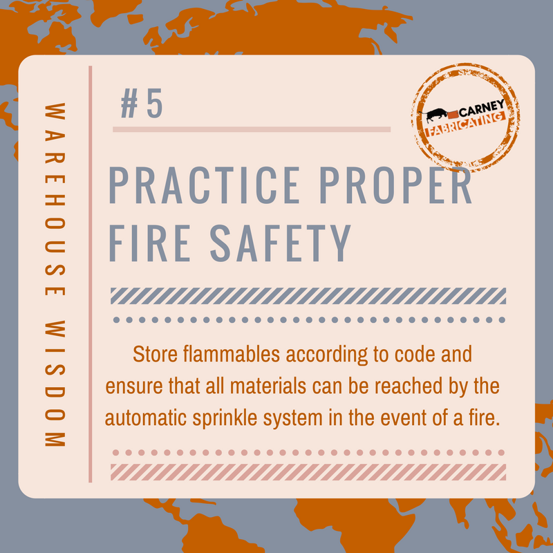 CarneyFabricate's tweet photo. #WarehouseWisdom Practice fire #safety in every warehouse! #WednesdayWisdom https://t.co/ZmAguFuVCy