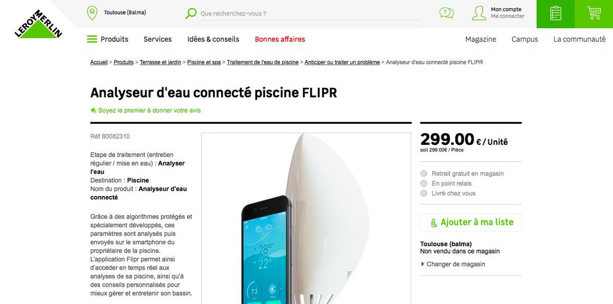 fliprbox's tweet photo. Flipr est maintenant disponible chez @leroymerlinfr !! #iot #sigfox #pool #madeinFrance made in @IOTVALLEY @DevPmi https://t.co/r5KOjuh2Tn