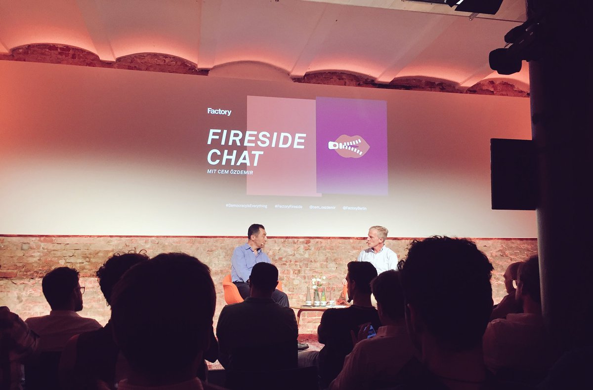 abezrogova's tweet photo. #democracyiseverything: today's #factoryfireside at @FactoryBerlin with my favourite German politician @cem_oezdemir https://t.co/n9CgChJQgu