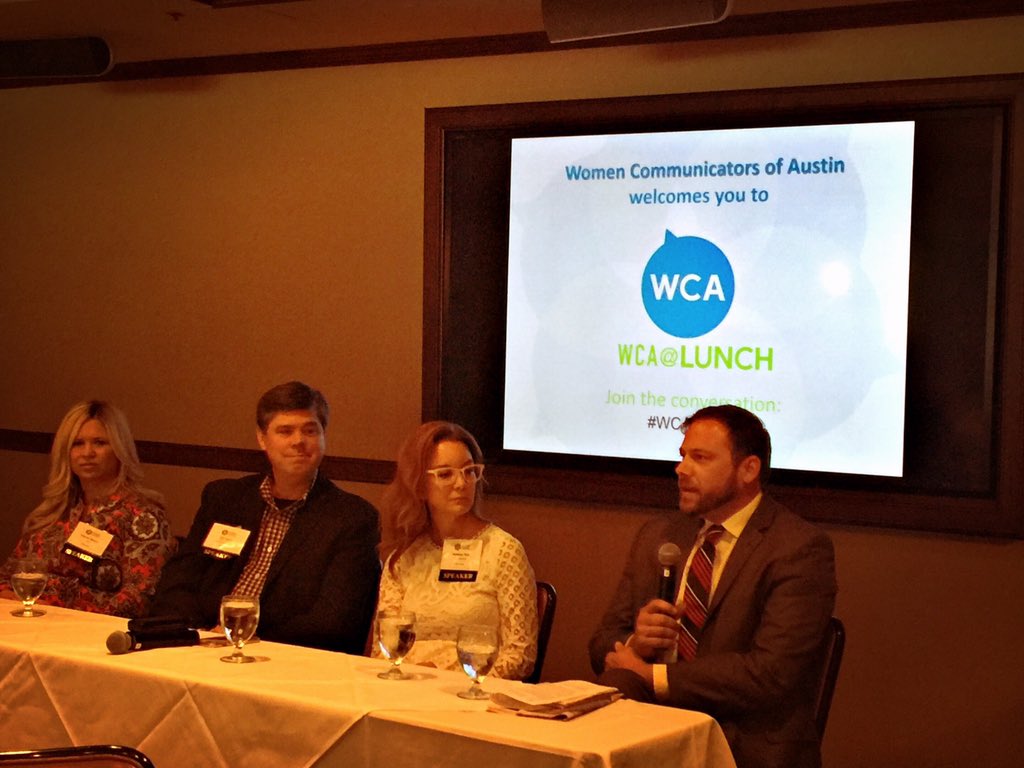 WomenCommAustin's tweet photo. @HahnPublic says communicators must synthesize &amp; use fewer words in today's digital world! #wcalunch https://t.co/ldYfrZt0fT