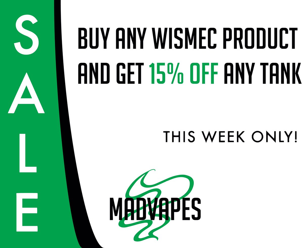 FMadvapes's tweet photo. This weeks sales! We apologize for being a bit behind on posting them. Sale ends on Sunday at 9pm! https://t.co/rasZuGCtMM