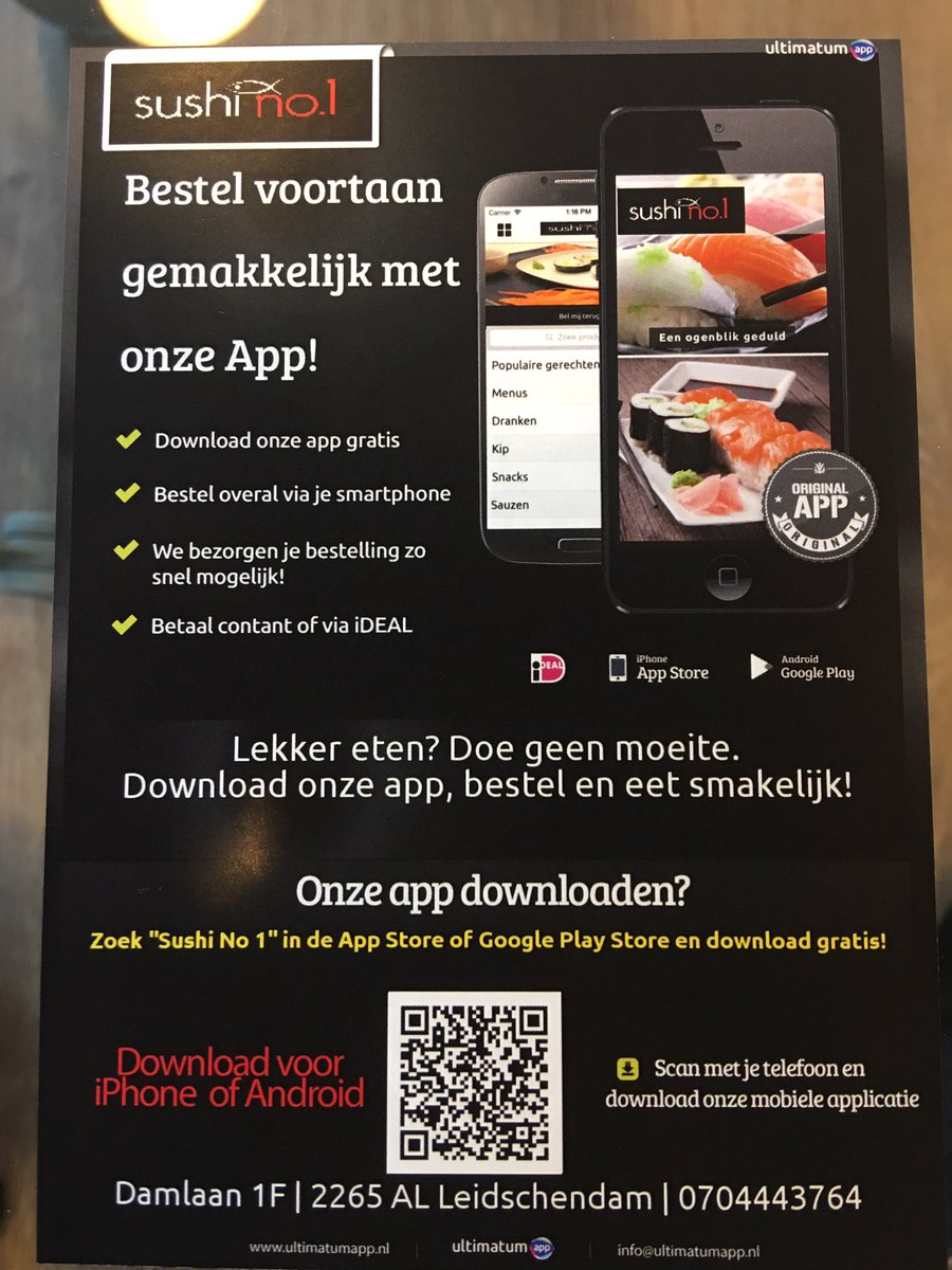 Alle bestellingen op Sushi-no1.nl of sushi no1 app, hebben tot 10 september 10% korting.