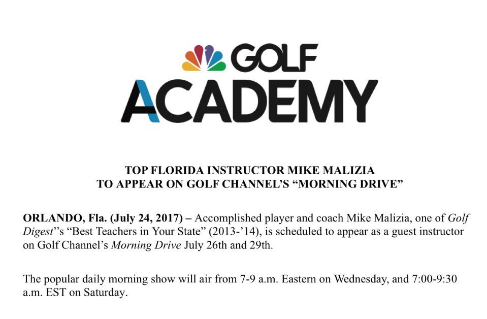T-7 days till we air live. Thank you Golf Channel Team for the nice press release. Dates and times below. <a href="/GolfChannel/">Golf Channel</a> <a href="/harbourridge/">Linda Duchesne</a>