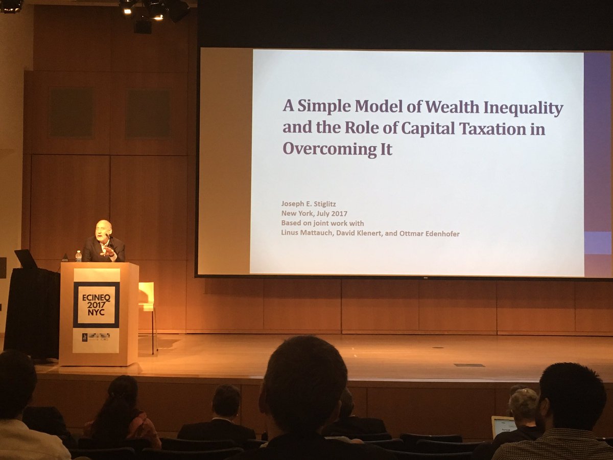 APeichl's tweet photo. ECINEQ Keynote lecture by @JosephEStiglitz begins. Based on joint work with O. Edenhofer from @MCC_Berlin #INQ17 #INEQ17 https://t.co/wIySD4Jdf1