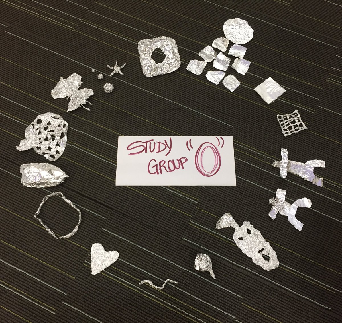 SciEdInnovator's tweet photo. At Study Group O we are already making #connections to each other thru tin foil sculptures of what brings us to #PZC2017 #studygroupO https://t.co/XfHfOz3YQ4