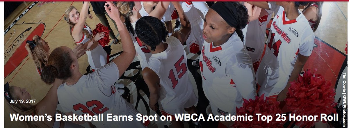 wgwgdotorg's tweet photo. Congrats to @gardnerwebb Women’s Basketball for earning a spot on WBCA Academic Top 25 Honor Roll - https://t.co/JTsVKD2TfV https://t.co/5lnyIV9DKo