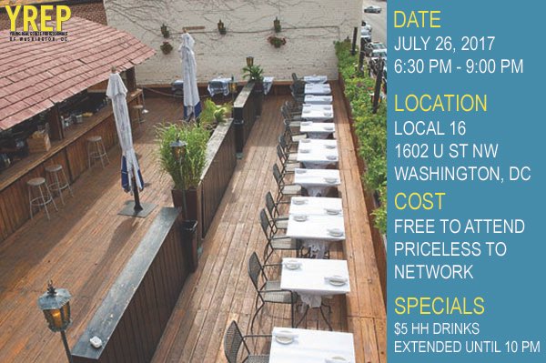 YREPDC's tweet photo. Round 2 of our summer happy hour series is right around the corner! Join us July 26 at @localsixteen 😎☀️ https://t.co/yvsQuLDlk2 https://t.co/XNESUdI8m6