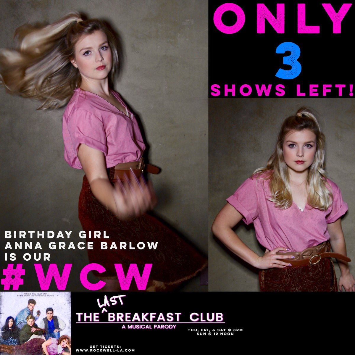 We're still celebrating <a href="/therealagbarlow/">anna grace barlow</a>, even though her bday was Monday! 3 shows left to see her slay as Claire. 🎤🎭💅🏼🎂🥂💄#TLBC2017 #wcw