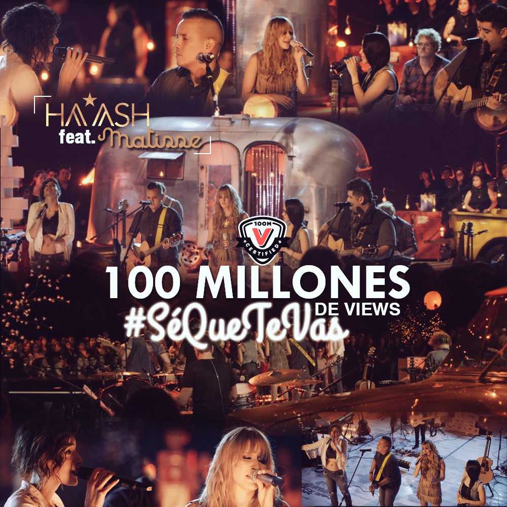 HaAshOnline's tweet photo. @haashoficial consigue su 7° #VEVOCertified con #SeQueTeVas ft. @Matisse_Mx . ¡+100 MILLONES DE VIEWS! 🔝❤🎉👏 https://t.co/EDBIAdeRiX https://t.co/INfR1DYNwP