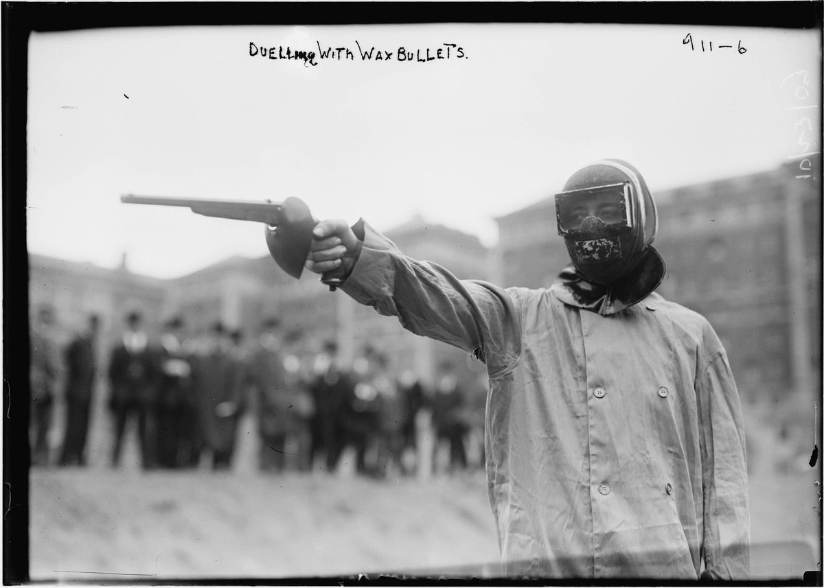 HistoryInPics's tweet photo. Pistol Dueling in the Olympics, 1906. The shooters used wax bullets and no gun powder. https://t.co/ePnMZu2sjr