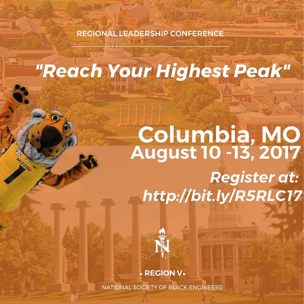 R5NSBE's tweet photo. REACH YOUR HIGHEST PEAK by attending RLC at MIZZOU. Secure your registration and hotel room today! #NSBE #R5NSBE #R5RLC https://t.co/2TiOnIHM8I