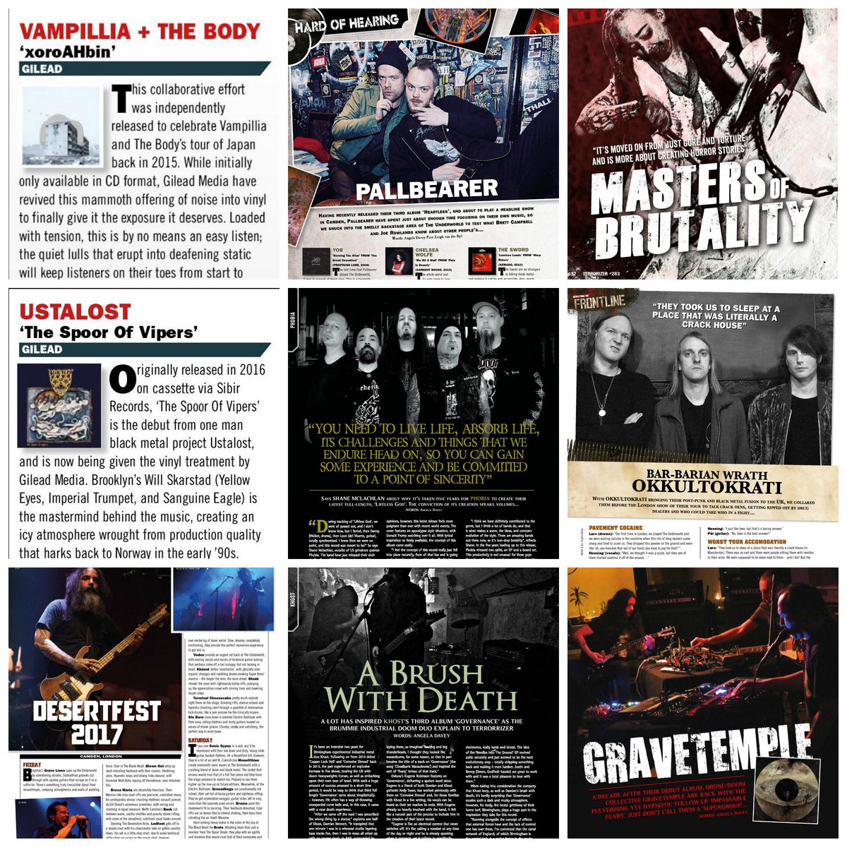 My stuff for this month's <a href="/Terrorizermag/">Terrorizer Magazine</a> feat. <a href="/Vampillia/">Vampillia</a> <a href="/GraveTemple/">GraveTemple</a> <a href="/phobiagrind/">Phobia Grindcore</a> @Okkultokrati <a href="/pallbearerdoom/">Pallbearer</a> &amp; <a href="/DesertFest/">DesertFest</a>