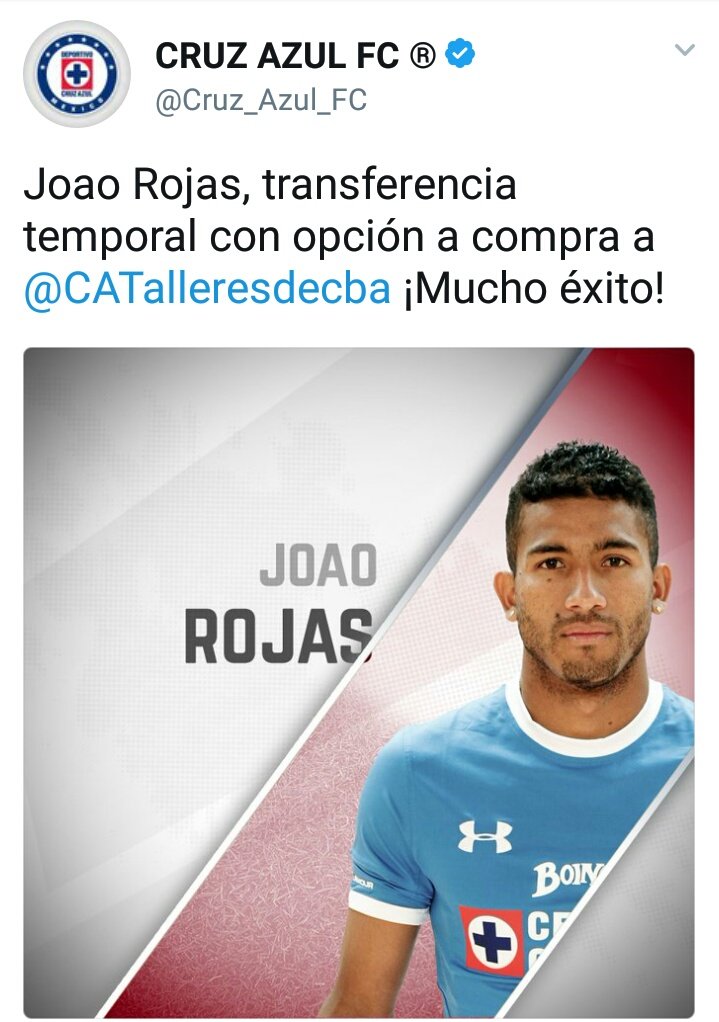 SoccerNewsEC's tweet photo. Se va para #Argentina 
#Ecuador Joao Rojas deja el @Cruz_Azul_FC 
Y ahora jugará en @CATalleresdecba https://t.co/gshOdDYG4d