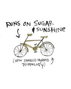 PinheadLock's tweet photo. "Runs on sugar and sunshine - a new fangled hybrid technology!" #pinheadlocks #bicyclehumor https://t.co/K6lr3OMHoJ