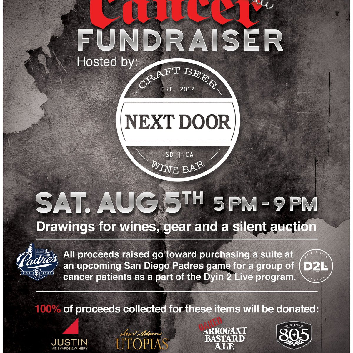 NextDoorWineBar's tweet photo. #fuckcancer https://t.co/4Iut0FUbZr