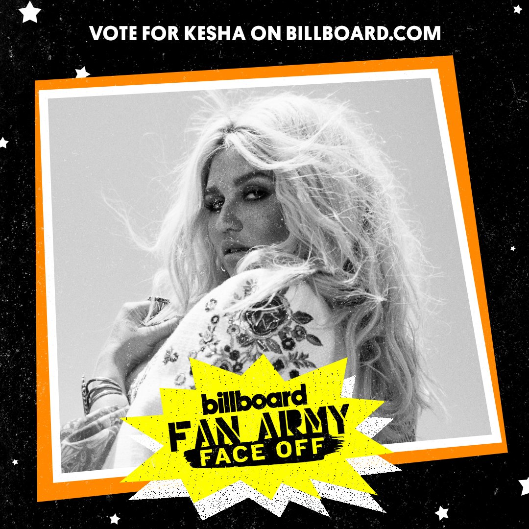 billboard's tweet photo. Vote! 5SOS’ #5SOSFam v. Kesha’s #Animals https://t.co/cf5lrSnKw2
#FanArmyFaceOff https://t.co/YXy91PmHIM