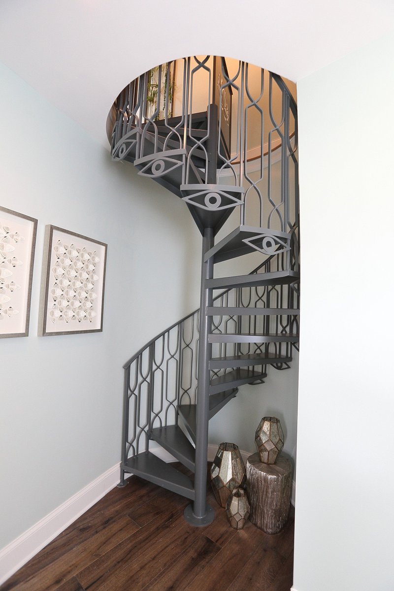 homearama's tweet photo. This stunning spiral staircase leads to a private yoga studio in one of the #Homearama2017 homes! Come on out to Poplar Woods to see more! https://t.co/IeZV5OrV5V