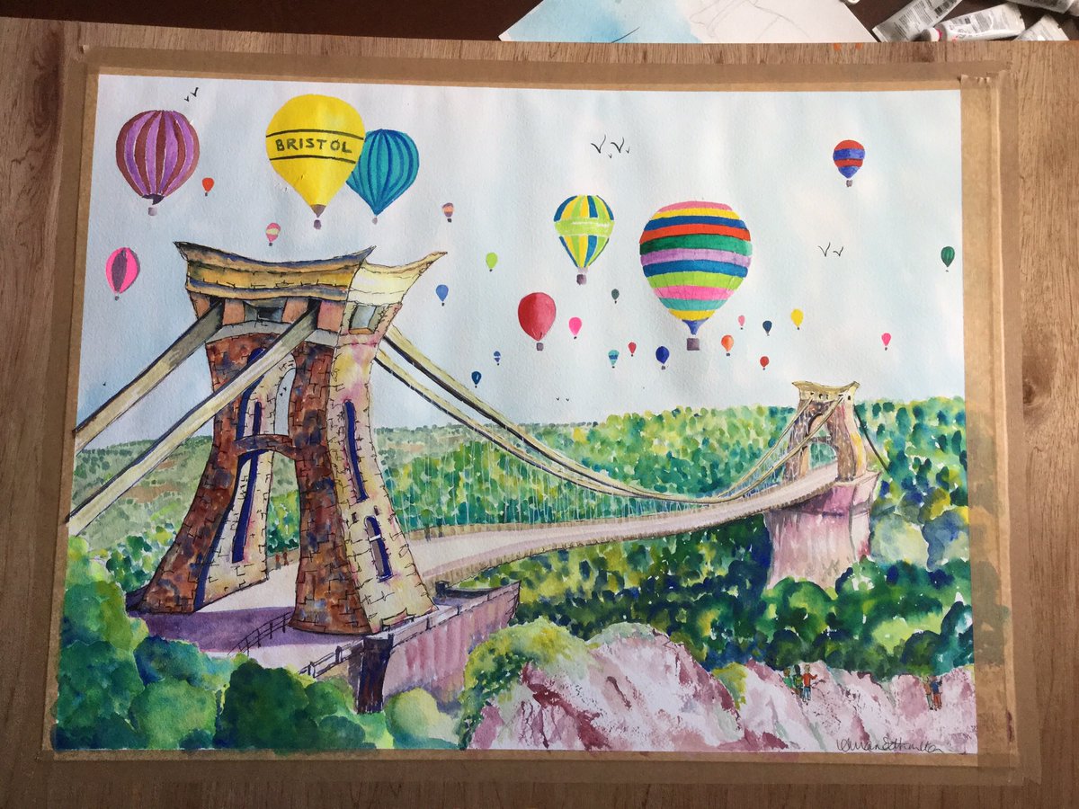 AmandaHamilton's tweet photo. #artisthour #cliftonballoonfestival #cliftonbridge #suspensionbridge #harthfd https://t.co/OF4wuUKXWk