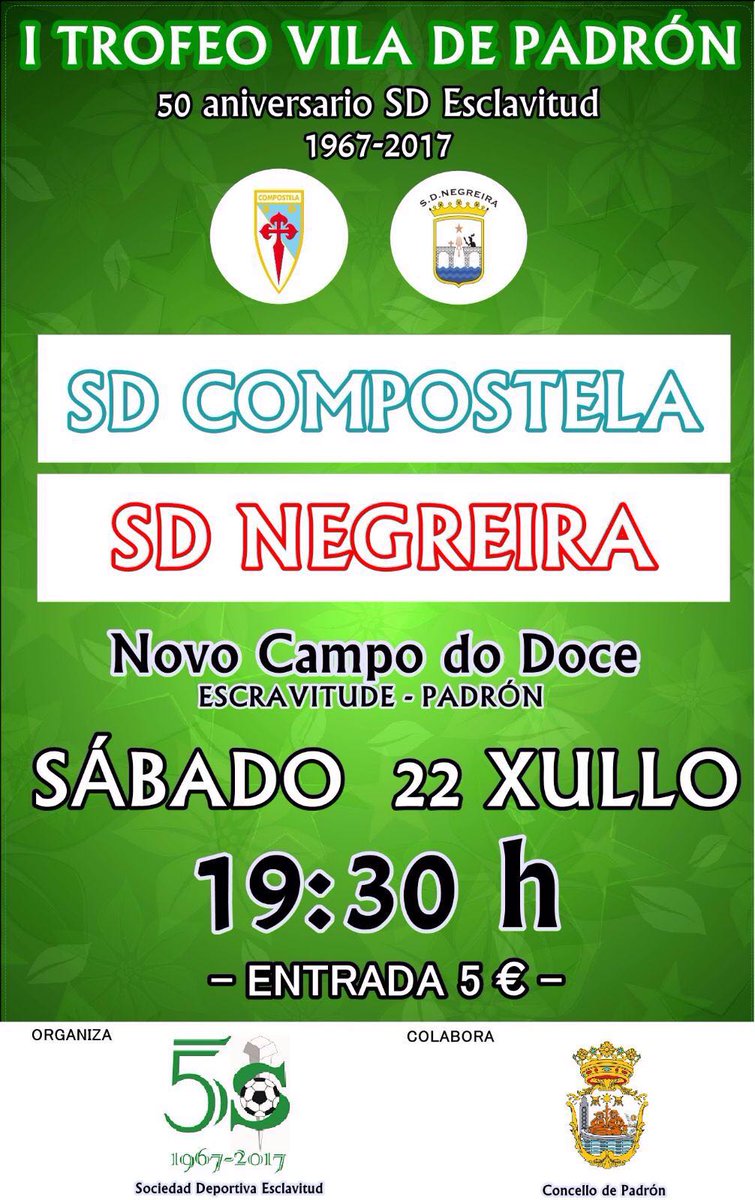 SDNegreira's tweet photo. @SD_Compostela vs @SDNegreira este sábado no campo da @SDEsclavitud 
#AupaNegreira
#OrguioRoxillo https://t.co/dmgfZ2QdN4