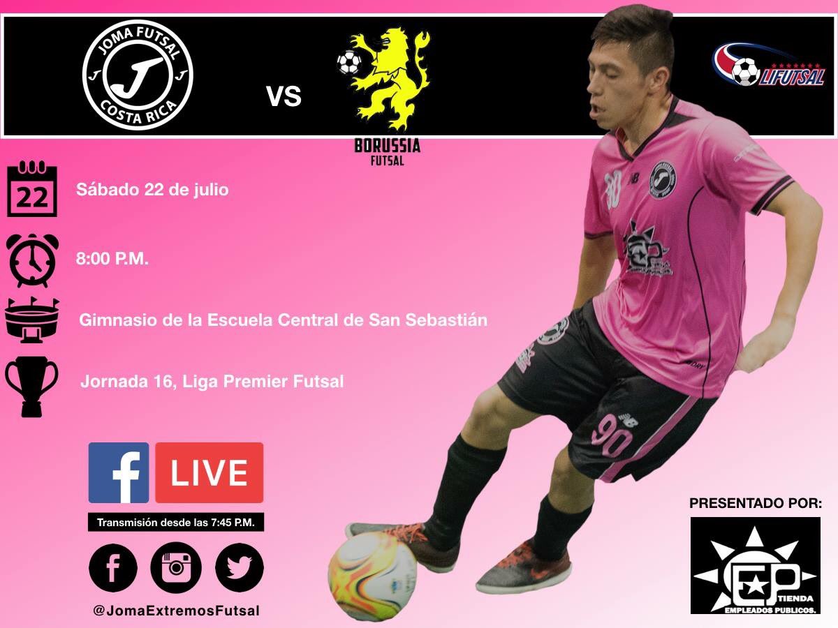 JomaExtremos's tweet photo. ¡INICIAN LAS REVANCHAS!
El sábado recibimos a #BorussiaFutsal en el inicio de la segunda vuelta del torneo  de la #Liga PremierFutsal 🤜⚽️ https://t.co/HhP8pir8tf