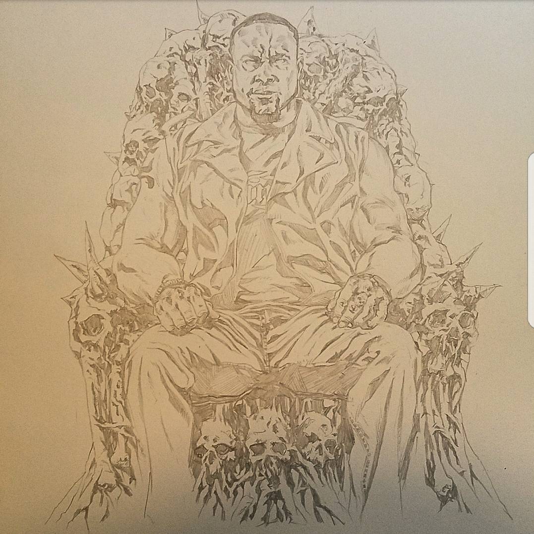 GIFTREVOLVER's tweet photo. Just about done drawing my piece for my homie Chino XL... put some timbs on him. Ink and color https://t.co/PciXJqvGz6