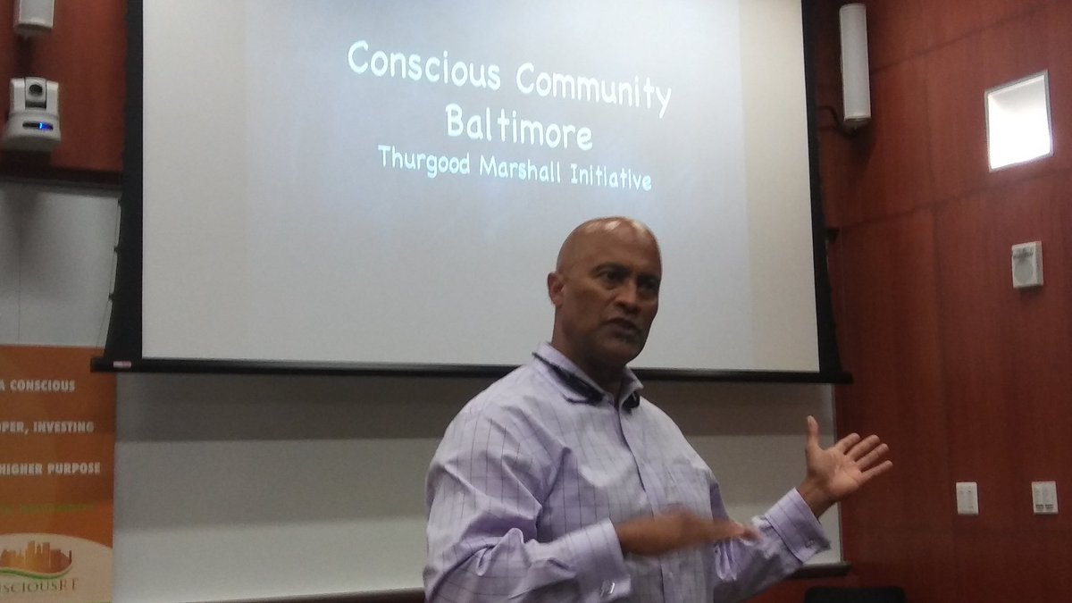 WorkItCheryl's tweet photo. Andre Robinson speaks #Conscious #Community #Baltimore #ThurgoodMarshall #Initiative @kingconnectme
#ConsciousRT #realestate #revitalization https://t.co/kvnwwwjAr3