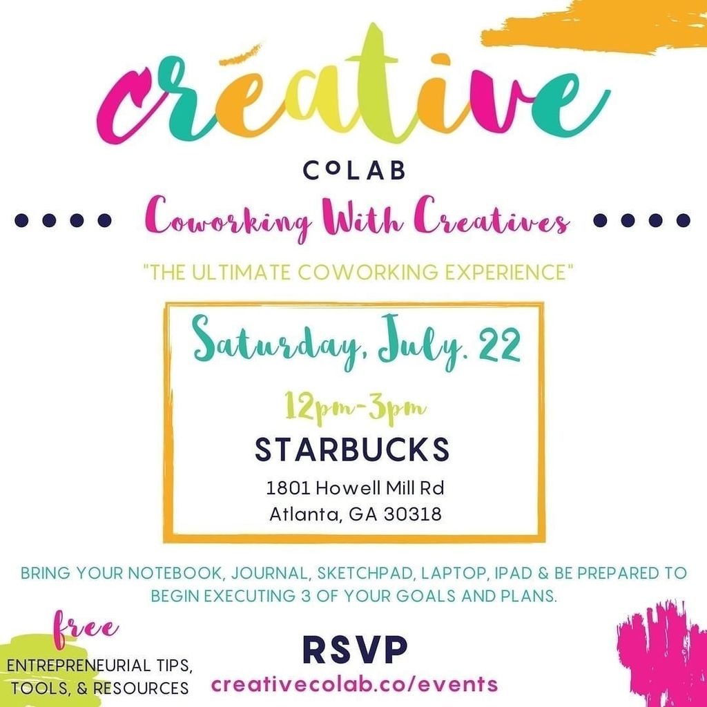 CreativeCoLABco's tweet photo. Can't wait to meet you all this Saturday so we can grind out on our goals. If you want to meet and work alongside … https://t.co/CBN8D6xjne https://t.co/mX0JOUmUGZ