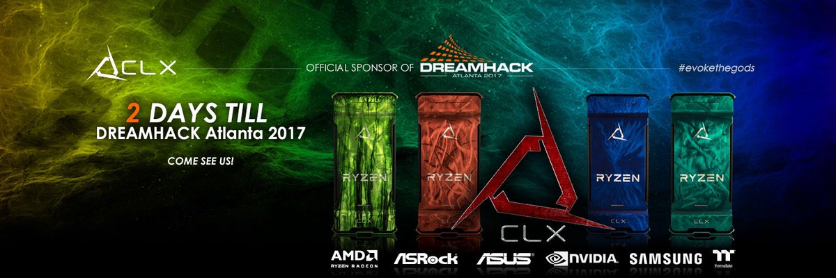 CLXGaming's tweet photo. 2 days until @DreamHack Atlanta 2017 - We're ready to get our game on! #DHATL17Β #cybertronpc #clxgaming #evokethegods #pcgamer #pcgaming https://t.co/ji9pnMjrRS