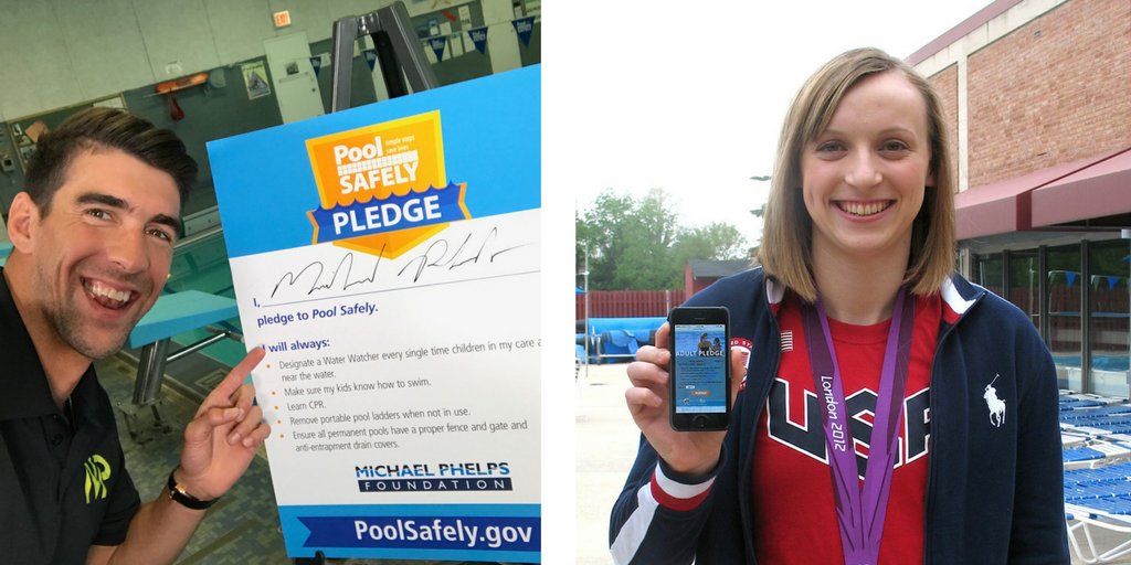 poolsafely's tweet image. Olympic swimmers. Gold medalists. #PoolSafelyPledge signers. Be like @MichaelPhelps &amp;amp; @KatieLedecky: bit.ly/2kU6xhP #PSPledgeWeek