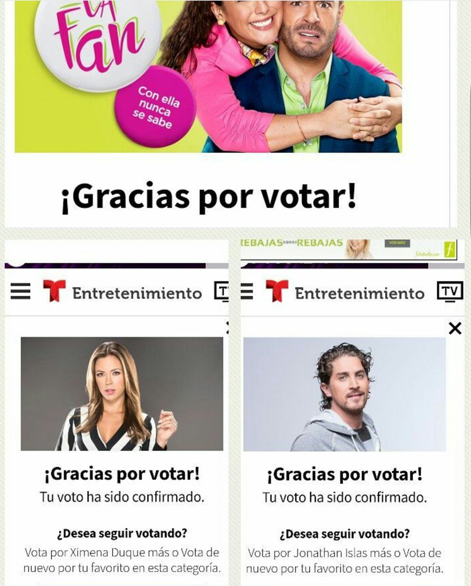 Duqueisla1's tweet photo. Hey chicos ya votaron pues que esperan ande a votar por #lafan @LaFanOficial @ximenaduque @JonathanIslas @PremiosTuMundo https://t.co/NYd9uUY5Ox