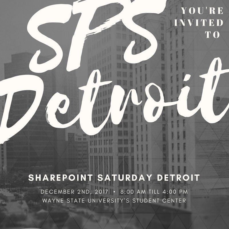 SPS_Detroit's tweet photo. #SharePoint Saturday #Detroit is looking for speakers and session topics still! Who is interested in joining us? https://t.co/9Jvqt9IAkM https://t.co/2o3wMomTiq