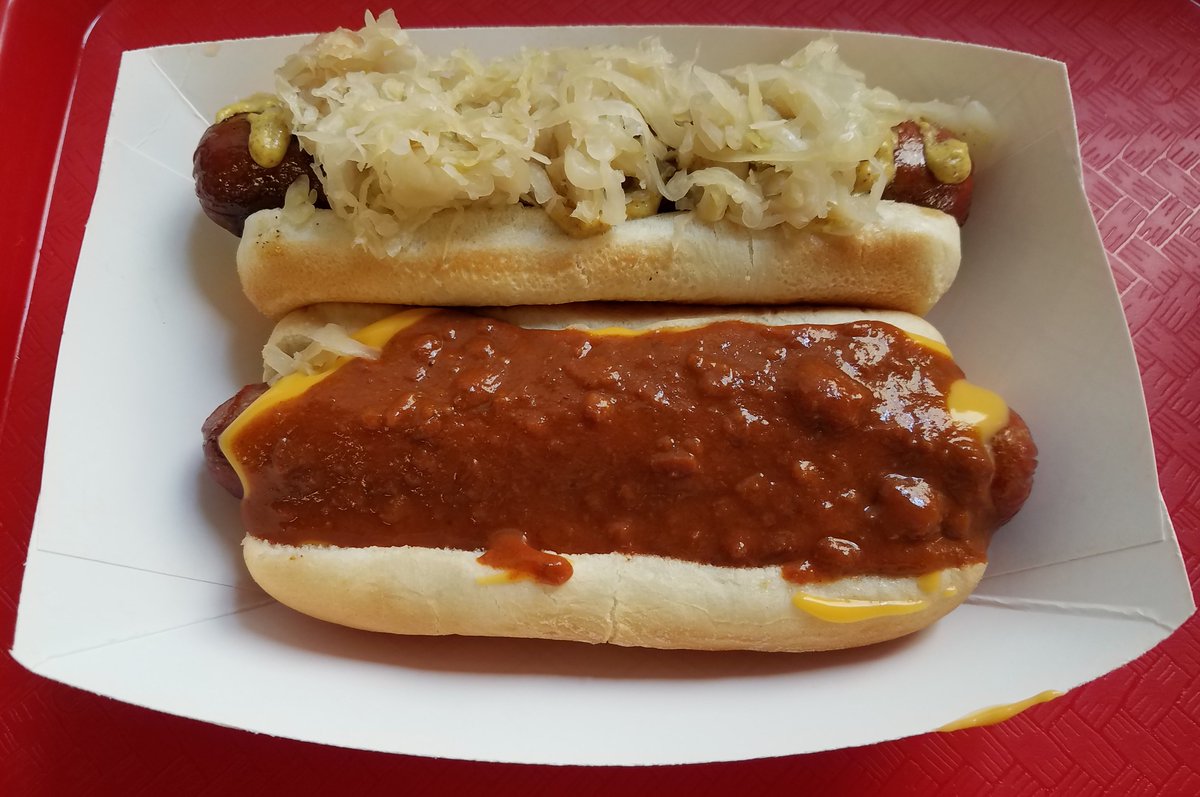 Scott_VSTPGH's tweet photo. Celebrated #NationalHotDogDay with my first trip to #WienerWorld on Smithfield Street in @DowntownPitt. #chiliandcheese #krautandmustard https://t.co/7GzTJl2F1P