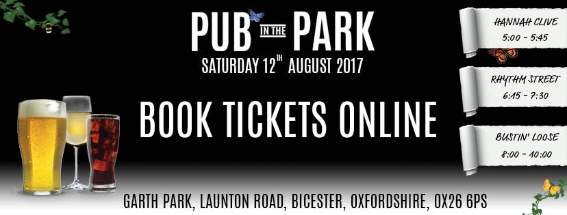 Not long until our PUB in the PARK event in Garth Park, Bicester on 12th August. Come along to see us - for info  tinyurl.com/ycul9bvd