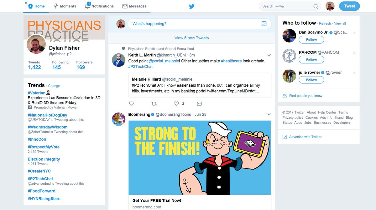 Dylan_Fisher_4's tweet photo. If you missed the #P2TechChat today because you were too busy with #NationalHotDogDay or #VotingRights, you blew it. @PhysiciansPract https://t.co/ysYcRXXYHN