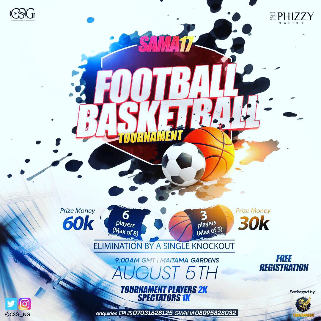 alamin_alaaa's tweet photo. SAMA'17 tourney brought to you by @csg_ng 💪🏼
•Unlimited fun
•Food and drinks
•Free online registration 👇🏽
https://t.co/KTZxcYzyv6
#SAMA17 https://t.co/dFea5waV7C
