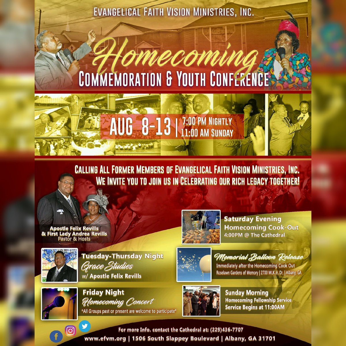efvm_hq's tweet photo. Join us August 8-13 for our 1st Annual Homecoming Celebration! Call 229-436-7707 for more info! #SpreadTheWord #EFVM #Family https://t.co/J1BwpEewJd