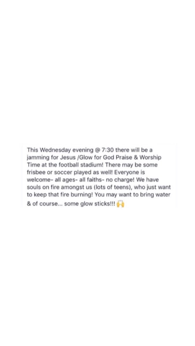graceclairr's tweet photo. @ Devine Football Stadium @ 7:30 ALL FAITHS WELCOMED β€οΈ #JesusHigh #keeptheflameburning #GodIsGood https://t.co/Pu57EsExLg