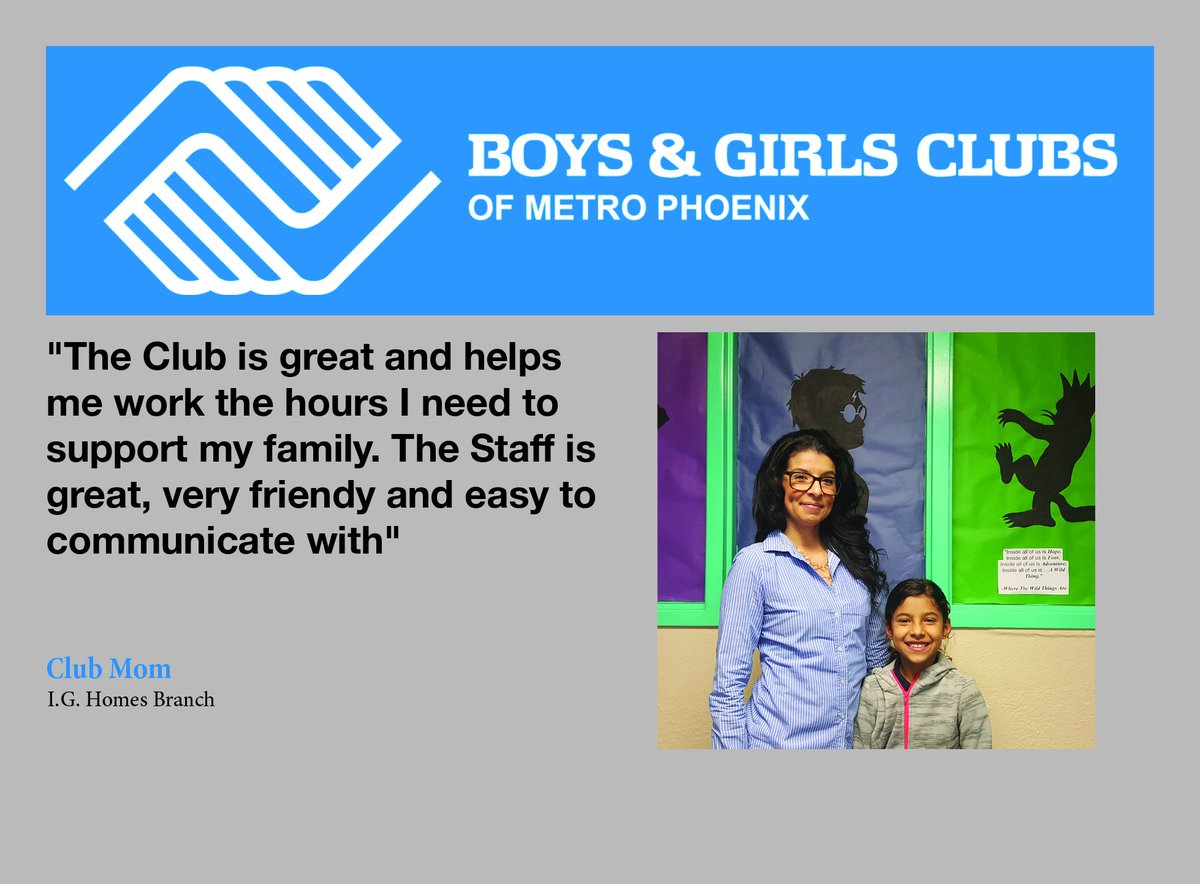 bgcarizona's tweet photo. We are just as committed to our Club families as we are to our youth. 94% of parents agree that BGCMP enables them to keep their job.#bgcmp https://t.co/T4LFosgH9g