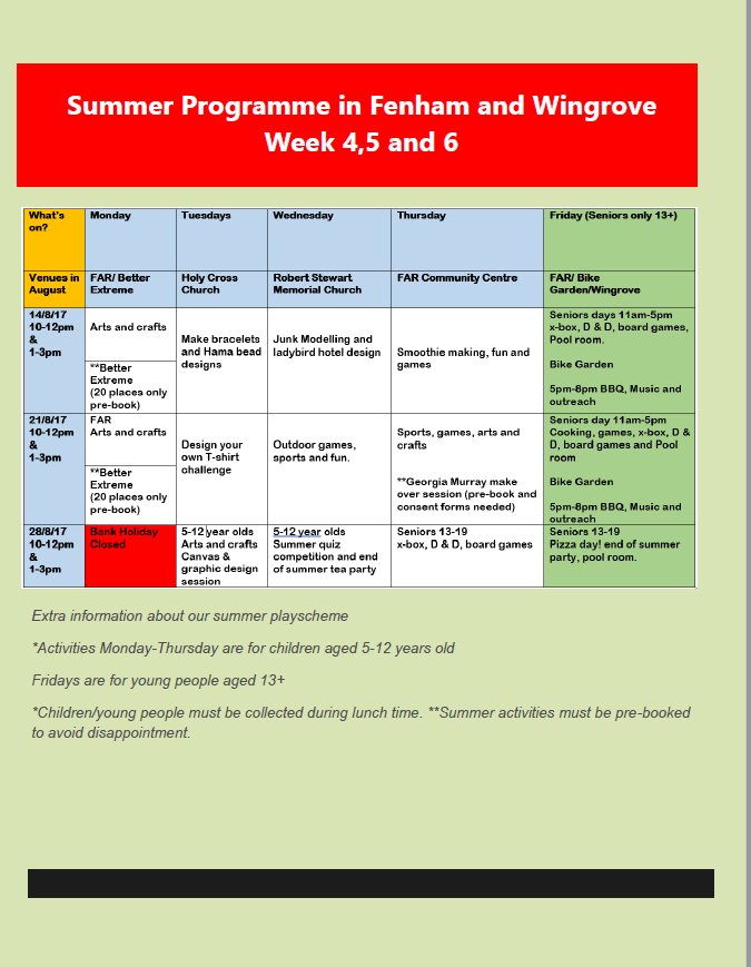far_centre's tweet image. Summer 2017 newsletter, lots of activities on around Fenham and Wingrove #playyouthwork #community #funstufftodo #holidays #toon