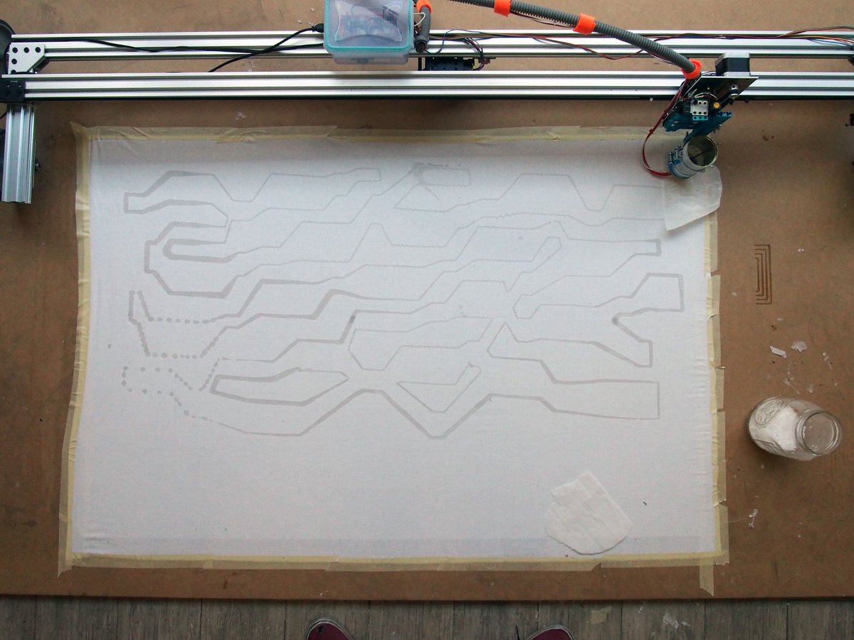 2nd week of Work In Progress Residency <a href="/TextileArtsCent/">Textile Arts Center</a>. After testing, we start to print BIG.#MovinUpLive #MovinUpMorpurgo #DigitalCraft