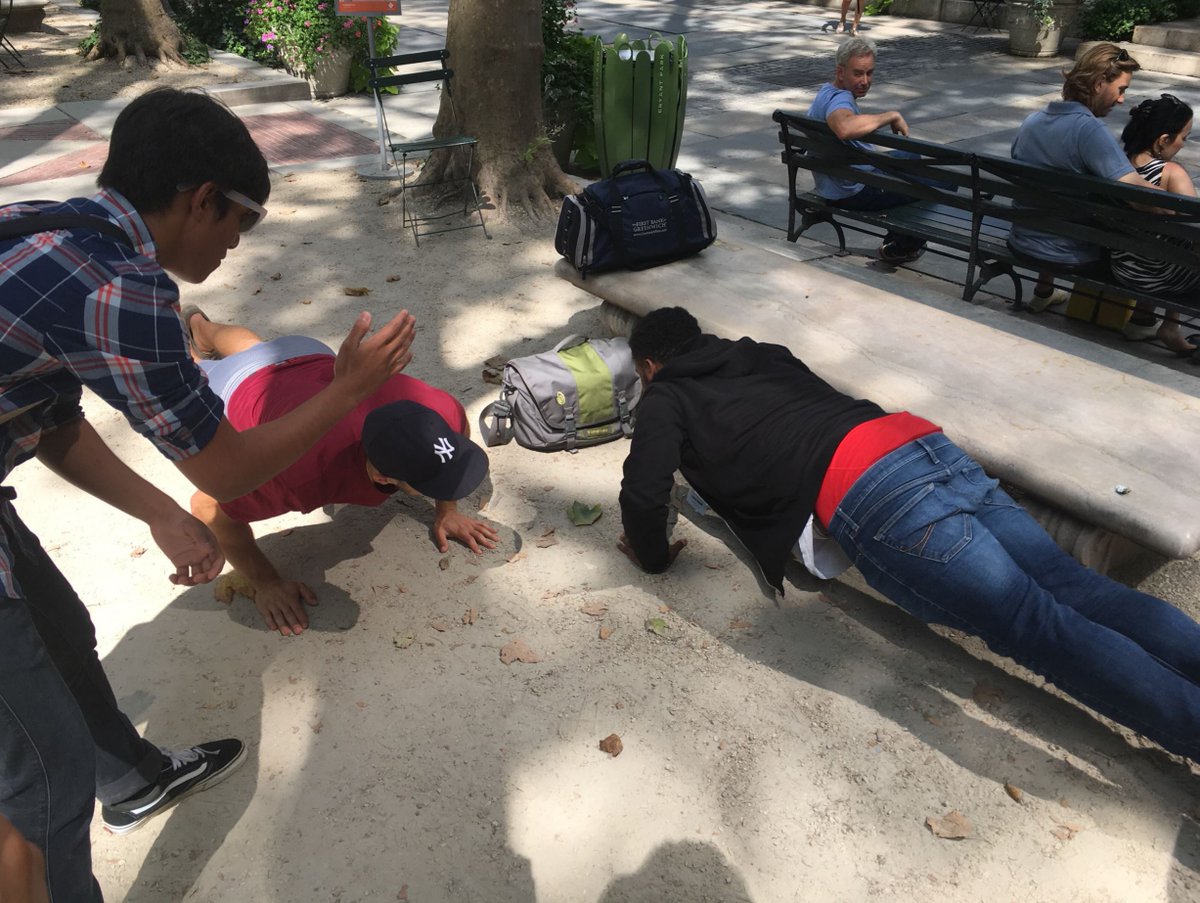 AllStarCode's tweet photo. #thatmomentwhen you have to challenge strangers to a push-up contest to get comfortable with rejection, but they say "yes". #FailStories https://t.co/9y0eHEwV7l