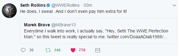 This Is The Happiest Thing Happened To Me After My Father Death Thank You So Very Much It Meant A Lot To Me <a href="/WWERollins/">Seth Rollins</a> And <a href="/MBrave13/">Marek Brave</a> Thanks