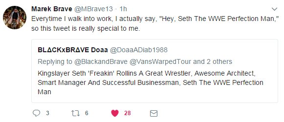 This Is The Happiest Thing Happened To Me After My Father Death Thank You So Very Much It Meant A Lot To Me <a href="/WWERollins/">Seth Rollins</a> And <a href="/MBrave13/">Marek Brave</a> Thanks