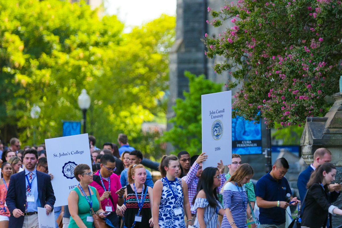 Georgetown's tweet photo. Honored to host the National Jesuit Student Leadership Conference this week w/ 320 students from 27 Jesuit institutions! #NJSLC https://t.co/9geh74X1bK