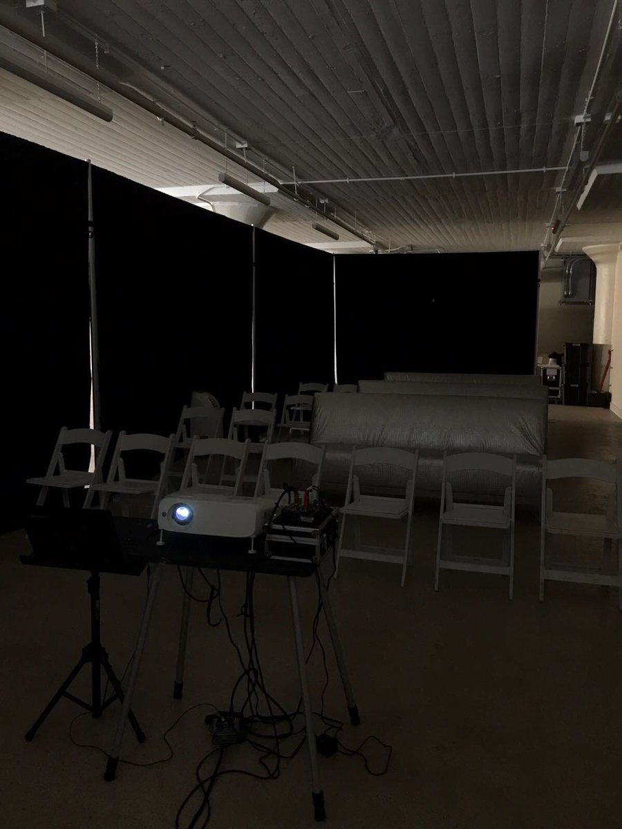 Creating a professional environment in an industrial building. Sound projection, video screen, drapes... all u need is the stellar touch.